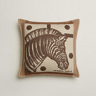 Zebre Zig Zag pillow - Brown | Hermès USA